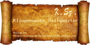Klingenspohr Szilveszter névjegykártya